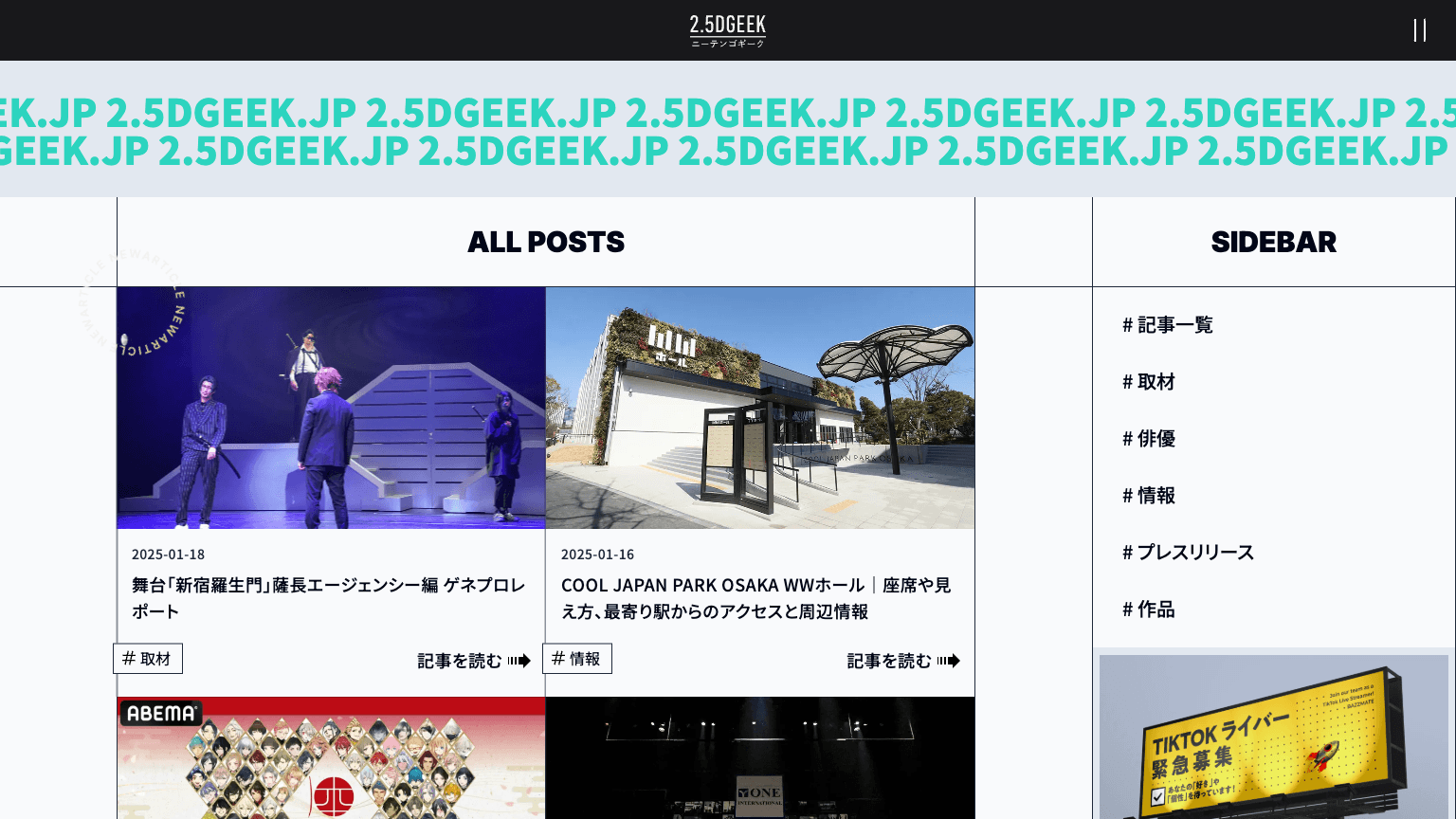 2.5DGEEKのWebサイトギャラリー